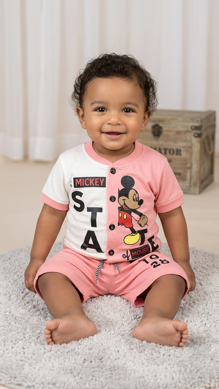 Baby Boy Mickey Mouse State Button Suit