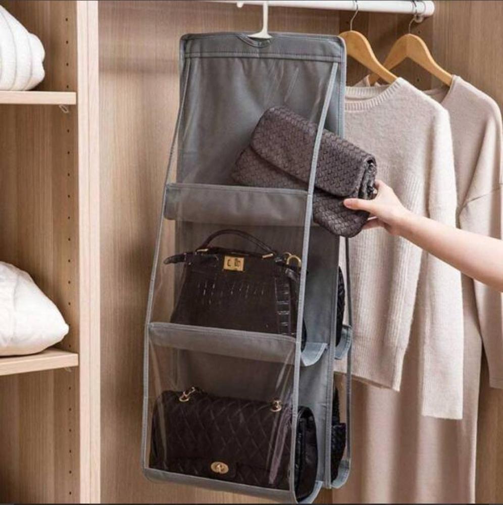 6 Compartments Handbags Closet Hanging Organizer