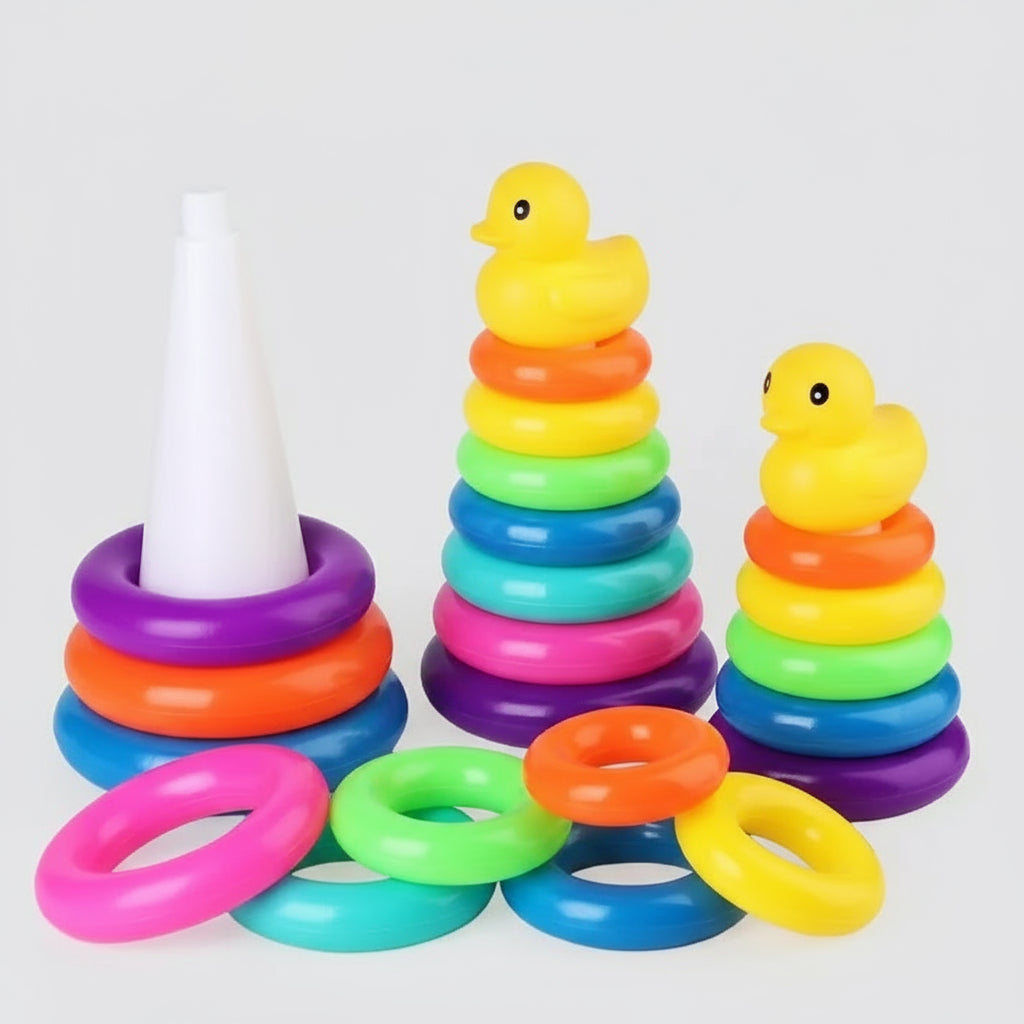 Stacking Rings Tower Toy / Kids Baby's Bath Tub Floating Toy - Rainbow Color
