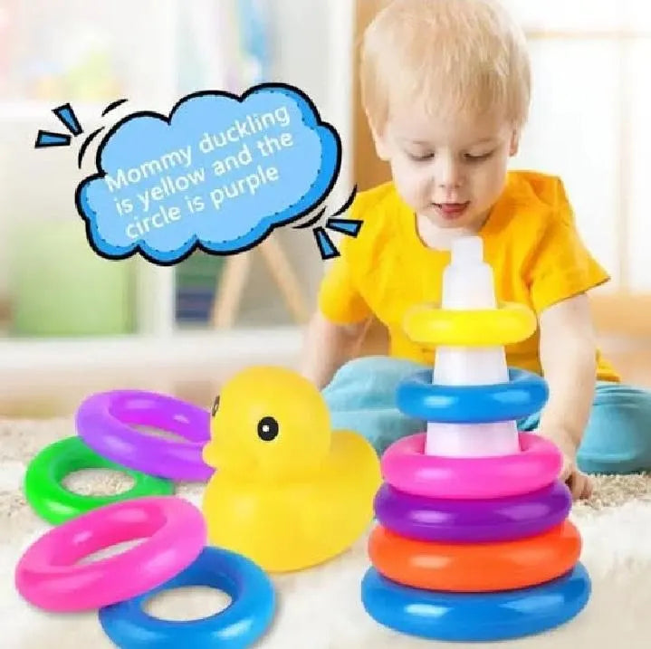 Stacking Rings Tower Toy / Kids Baby's Bath Tub Floating Toy - Rainbow Color