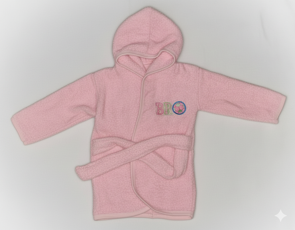 Cozy Hooded Baby Bath Robe - Soft & Absorbent Pink Terry Cloth